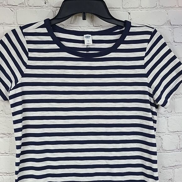 Old Navy Stripe T-Shirt Dress Short Sleeve Casual Knit Nautical Casual Blue XS - Picture 5 of 8